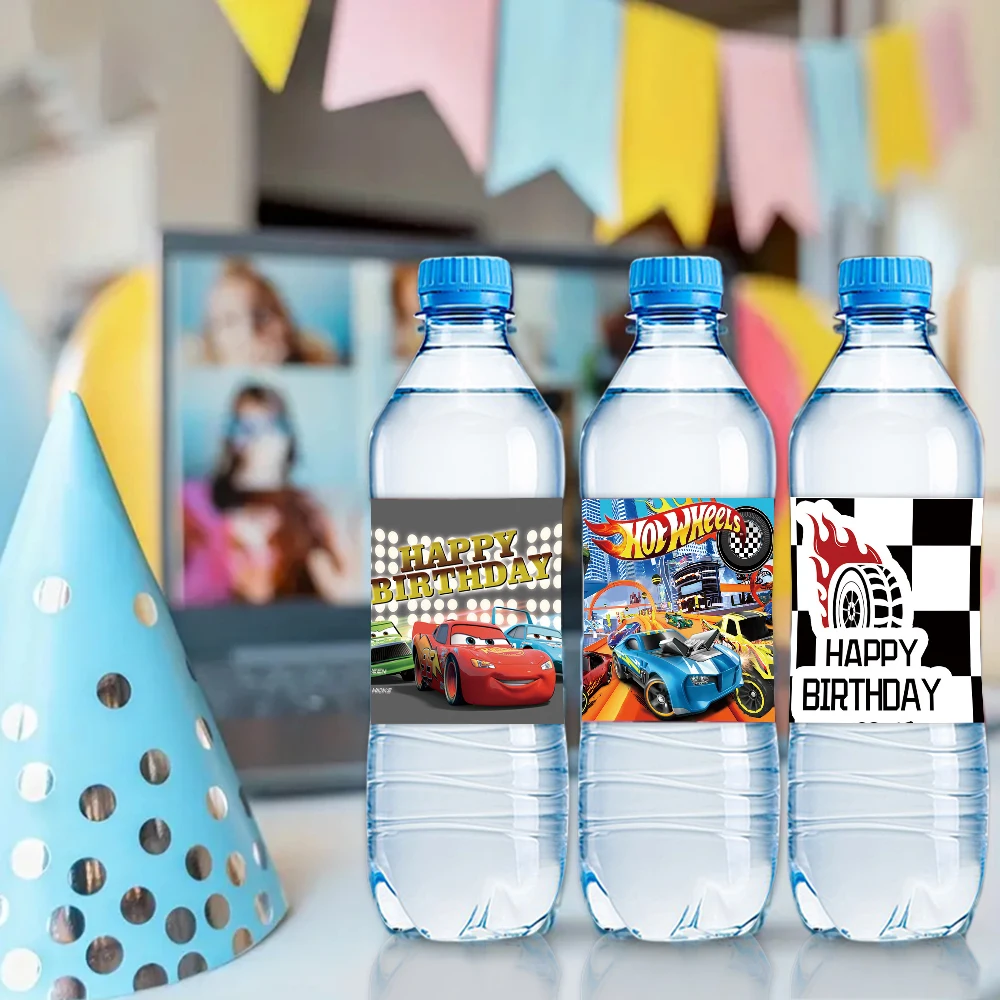 Hot Wheels Cars Water Bottle Labels Party Supplies Birthday Decorations Stickers for Boys Girls Baby Shower Racing Cars Party - Image 2