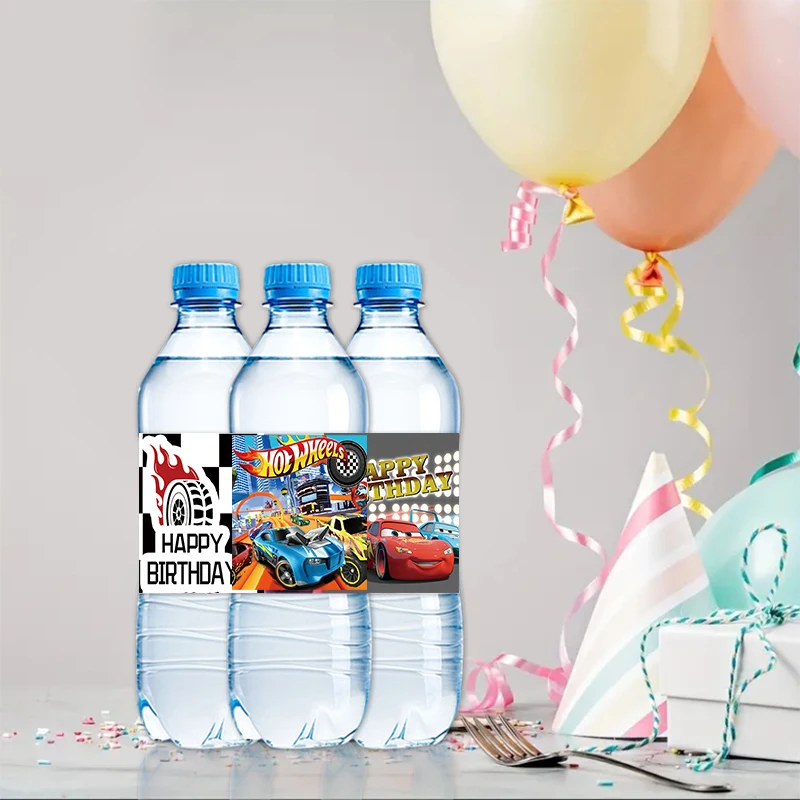 Hot Wheels Cars Water Bottle Labels Party Supplies Birthday Decorations Stickers for Boys Girls Baby Shower Racing Cars Party - Image 3