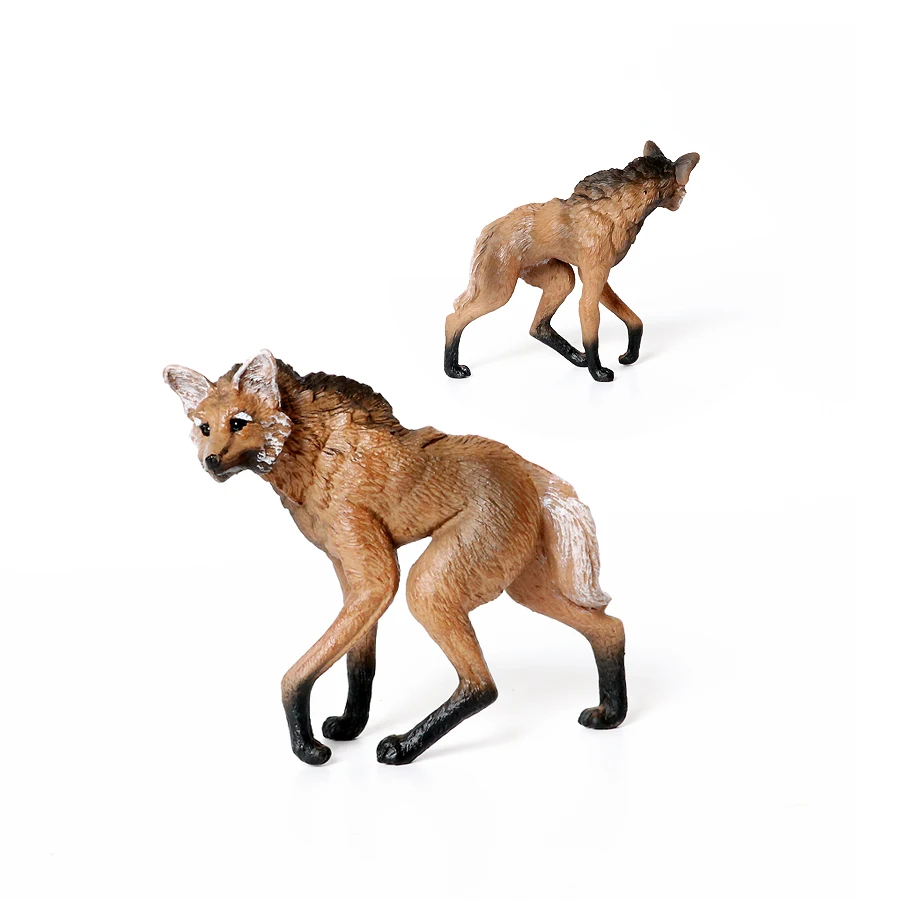 Realistic Plastic Wildlife Hyena,Maned Wolf,African Wild Dog Toy Hand Painted Figurine for Collection Science Educational Prop - Image 5
