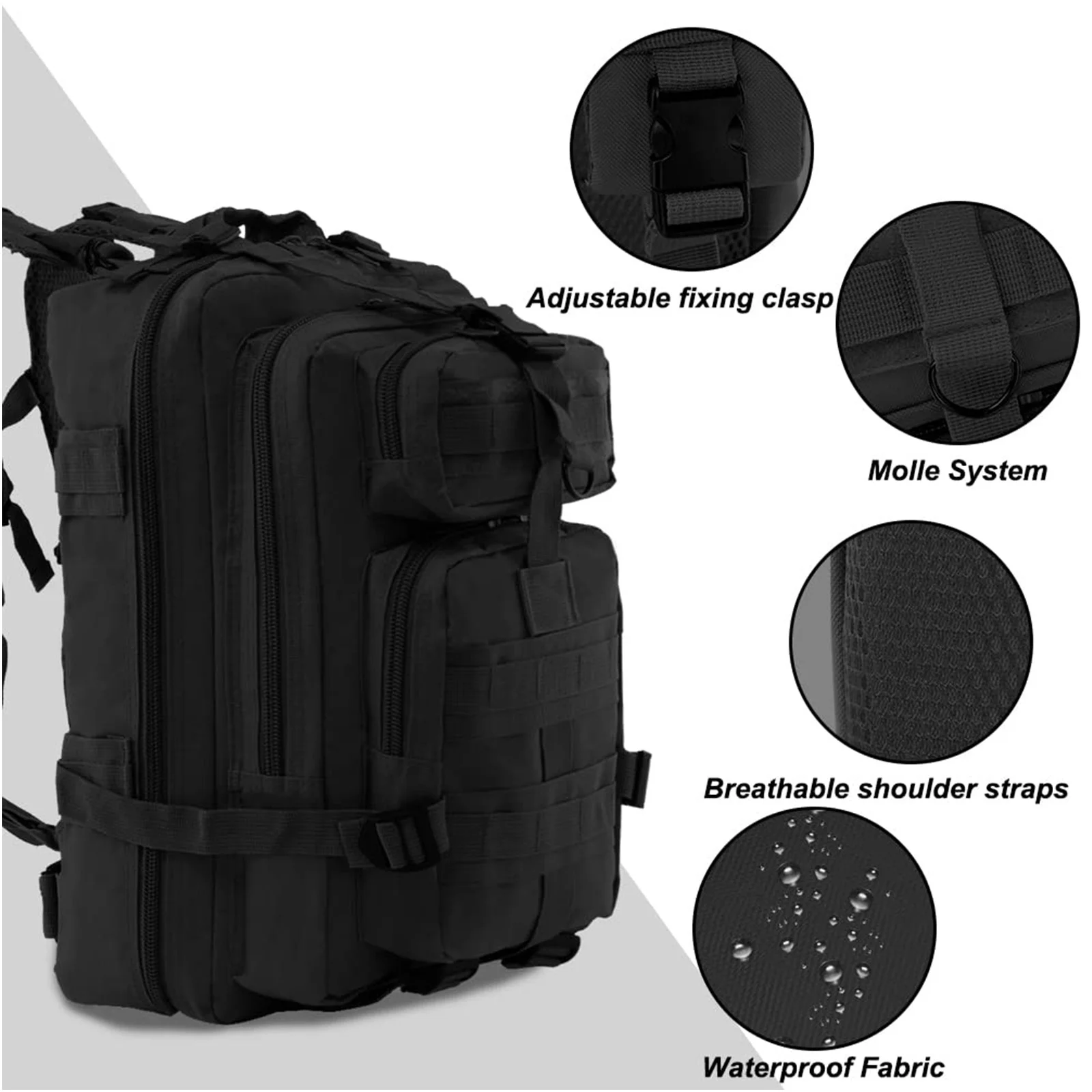 Tactical Backpack Large 3 Day Assault Pack Molle Bugout Bag Rucksack for Hiking Treeking Travel - Image 5
