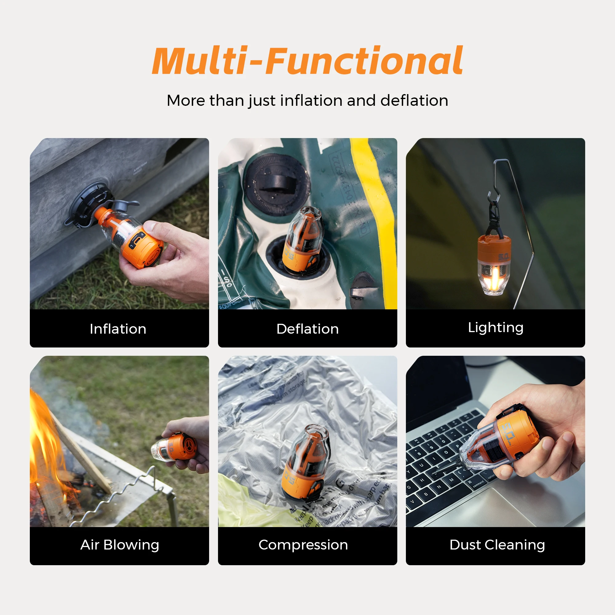 FLEXTAIL MAX PUMP 3 - Electric Air Pump, Portable Camping Pump with 3 Level Ambient Light for Air Bed, Sleeping Pads, Vacuum Bag - Image 4